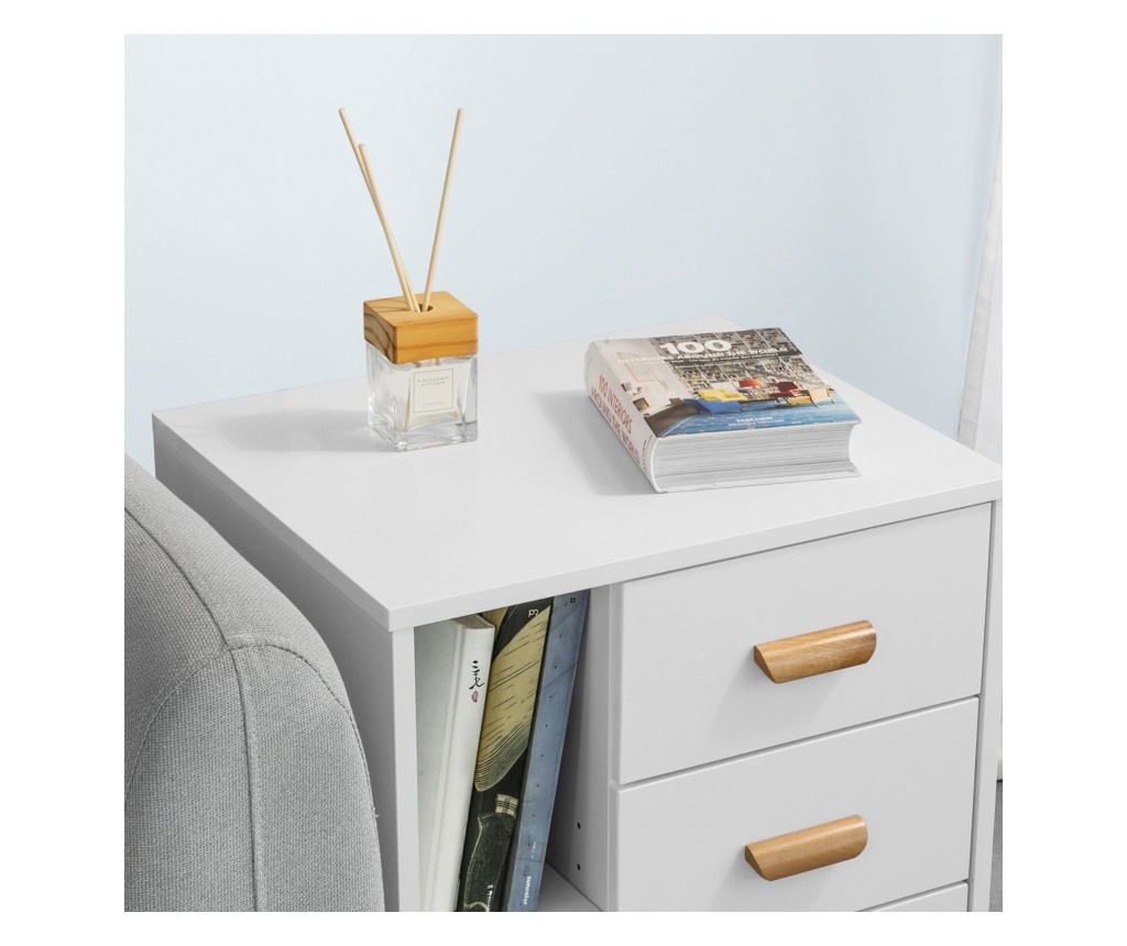 SoBuy nočna omarica, nočne omarice v spalnici, ozka nočna omarica FBT95-W - 6