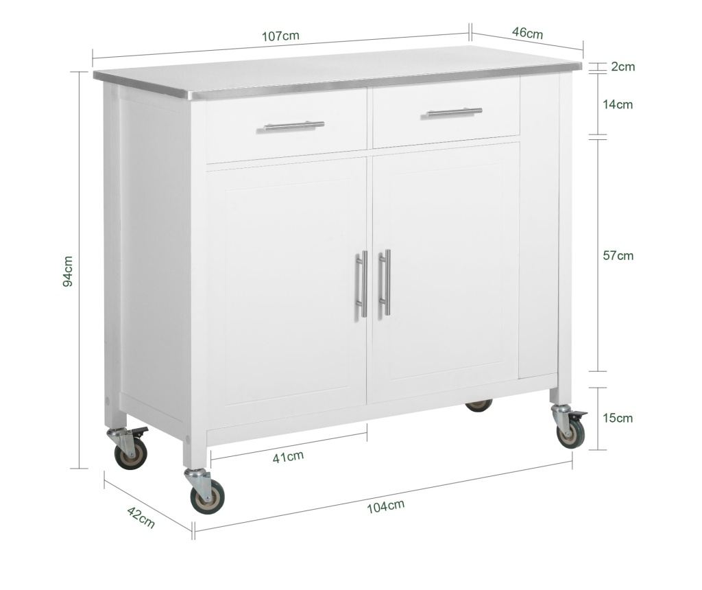 SoBuy kuhinjski voziček, kuhinjski voziček na kolesih, kuhinjsko omarico FKW108-W - 2