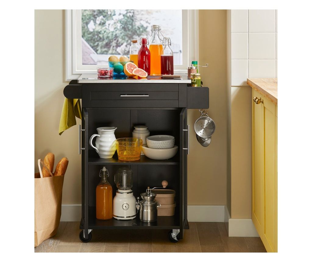 SoBuy kuhinjski voziček, kuhinjski voziček na kolesih, kuhinjsko omarico FKW110-SCH - 4