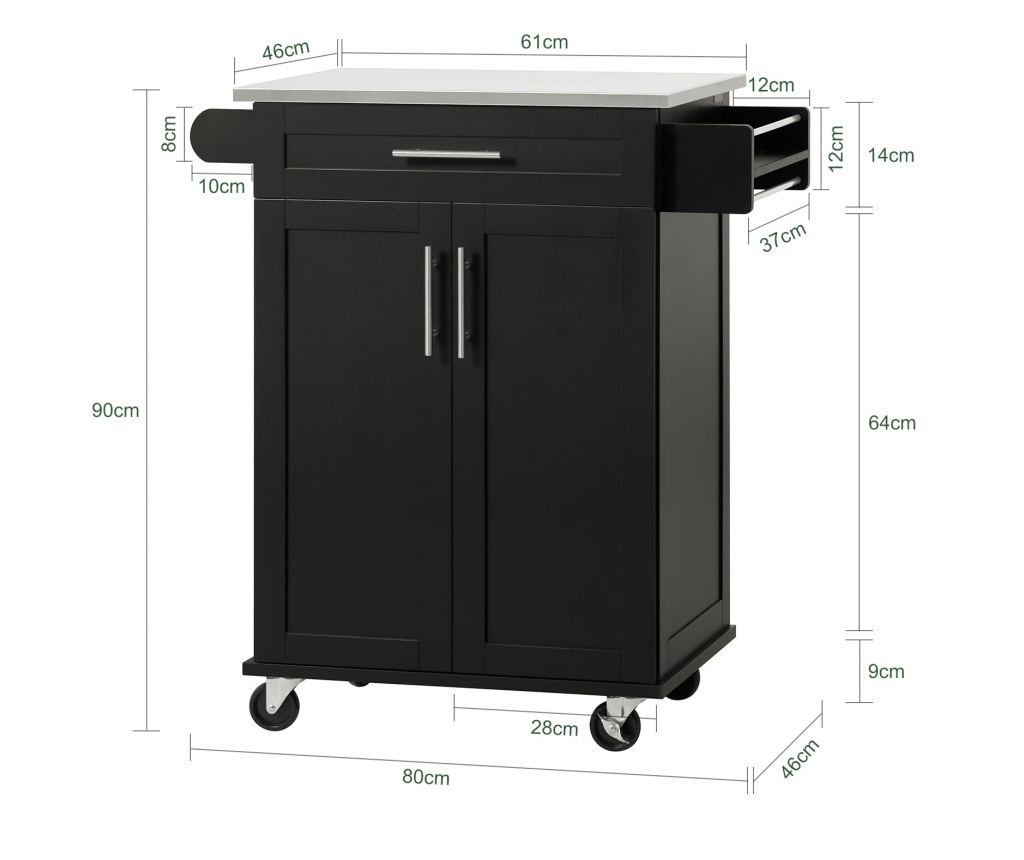 SoBuy kuhinjski voziček, kuhinjski voziček na kolesih, kuhinjsko omarico FKW110-SCH - 5