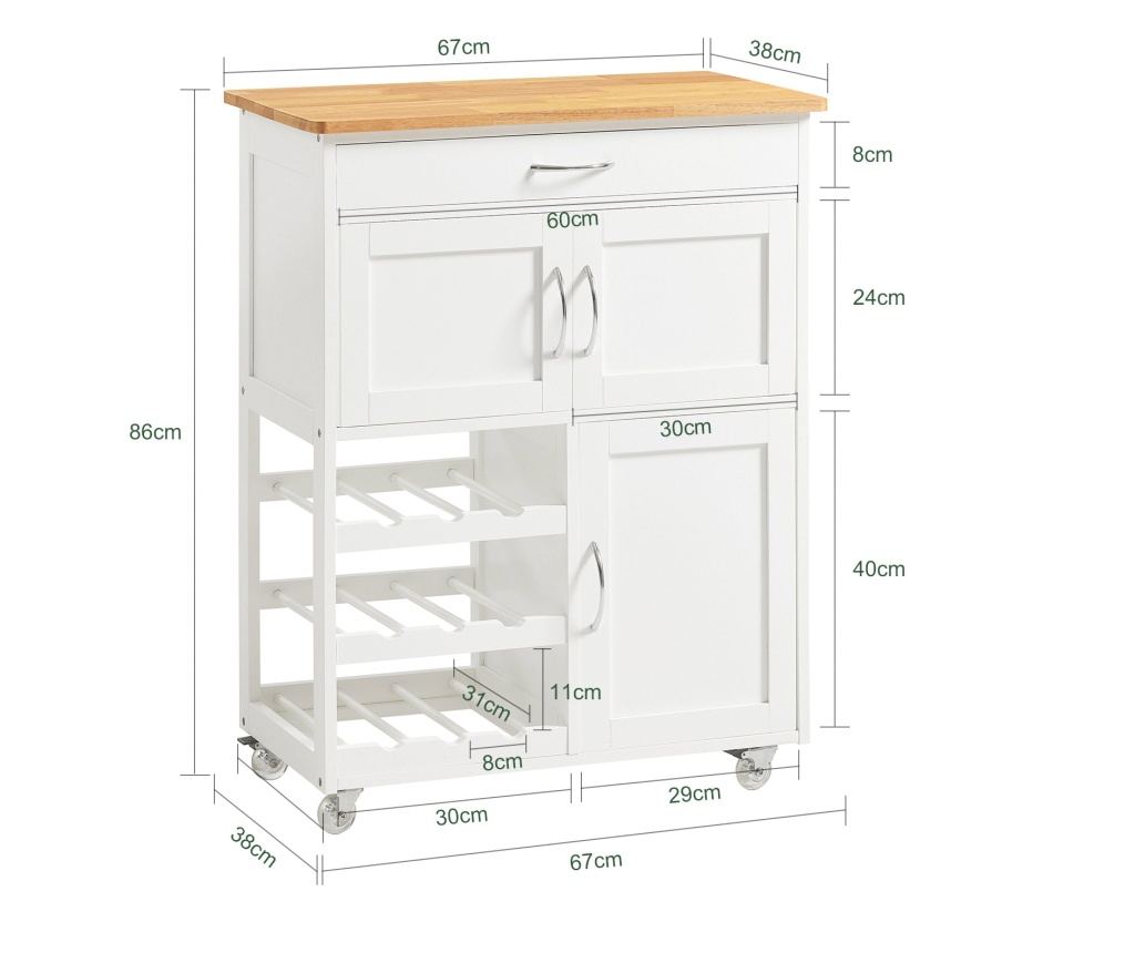 SoBuy βοηθητικά έπιπλα κουζίνασ, τροχήλατο καρότσι κουζίνασ, καρότσι κουζίνας σε ρόδες FKW45-WN - 2