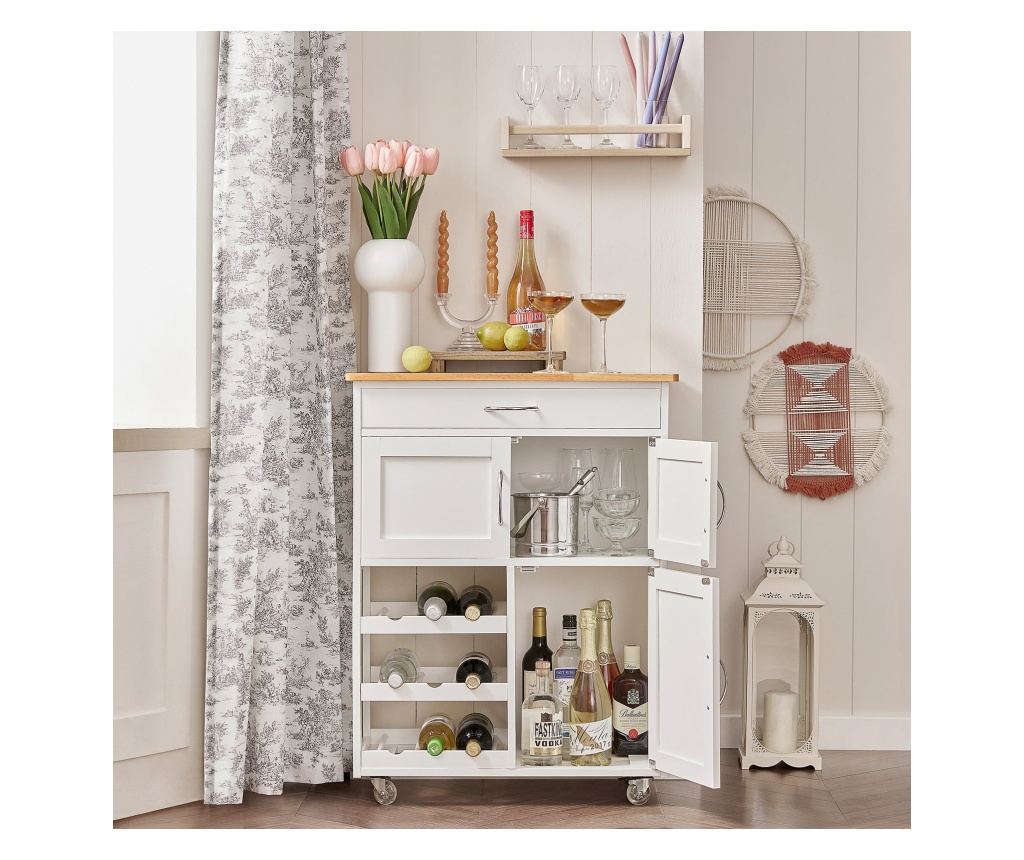 SoBuy βοηθητικά έπιπλα κουζίνασ, τροχήλατο καρότσι κουζίνασ, καρότσι κουζίνας σε ρόδες FKW45-WN - 5