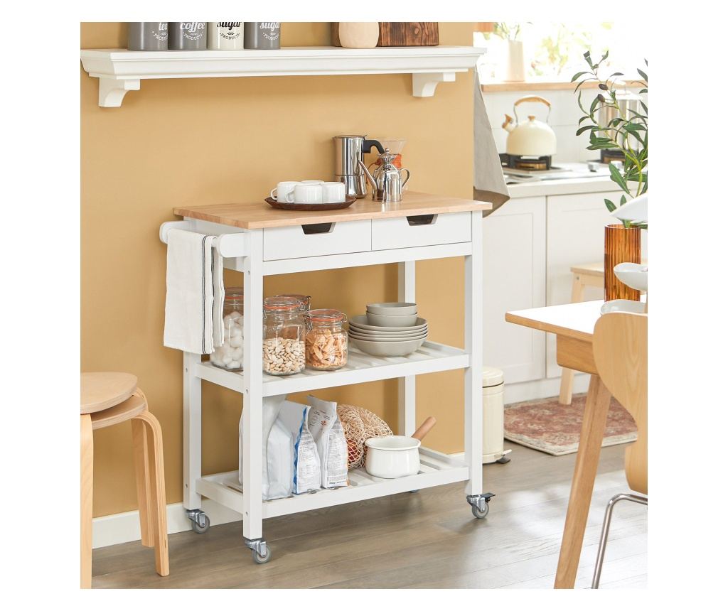 SoBuy кухненска количка, кухненска количка на колела, кухненски шкаф FKW68-WN - 3