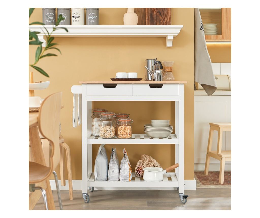 SoBuy кухненска количка, кухненска количка на колела, кухненски шкаф FKW68-WN - 4