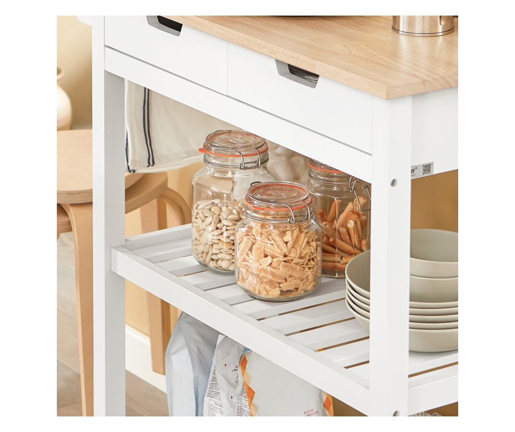 SoBuy кухненска количка, кухненска количка на колела, кухненски шкаф FKW68-WN - 5