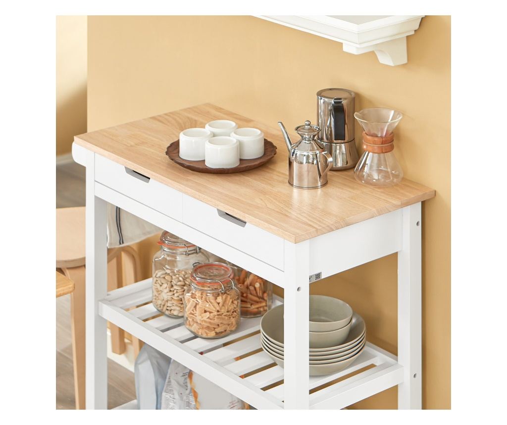 SoBuy кухненска количка, кухненска количка на колела, кухненски шкаф FKW68-WN - 6