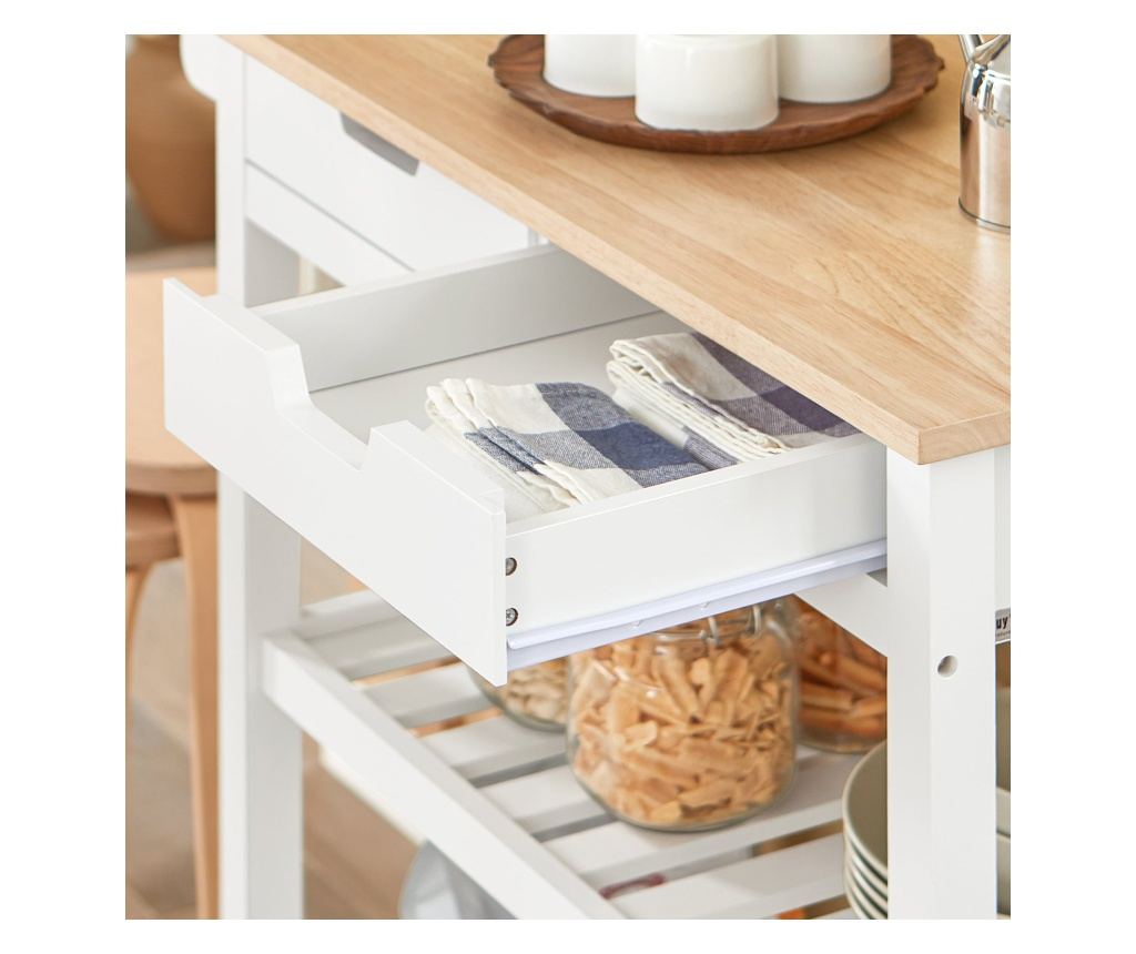 SoBuy кухненска количка, кухненска количка на колела, кухненски шкаф FKW68-WN - 9