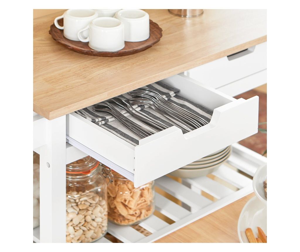 SoBuy кухненска количка, кухненска количка на колела, кухненски шкаф FKW68-WN - 10