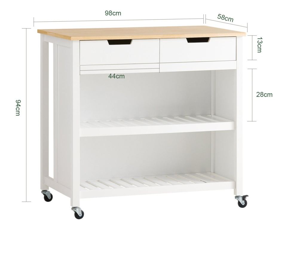 SoBuy kuhinjski voziček, kuhinjski voziček na kolesih, kuhinjsko omarico FKW74-WN - 2