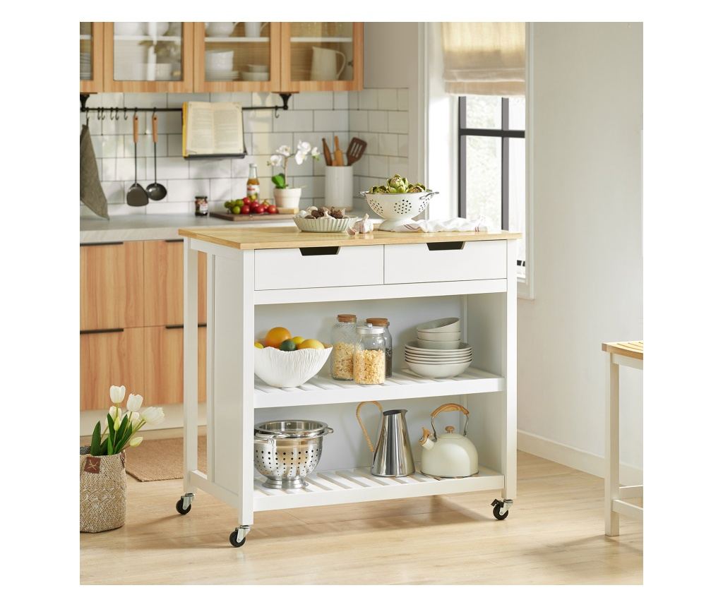 SoBuy kuhinjski voziček, kuhinjski voziček na kolesih, kuhinjsko omarico FKW74-WN - 4