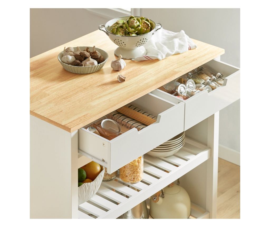 SoBuy kuhinjski voziček, kuhinjski voziček na kolesih, kuhinjsko omarico FKW74-WN - 6