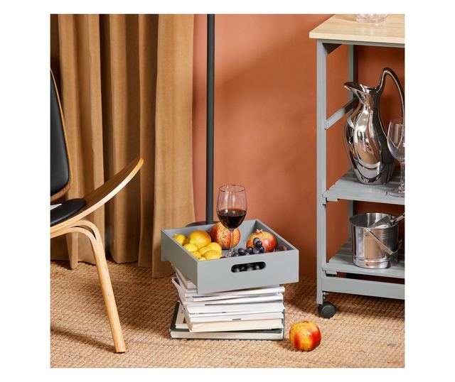 SoBuy Kuhinjski voziček Kuhinjska omarica s 3 predali in 1 košaro FKW79-HG