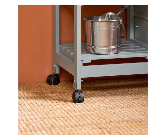 SoBuy Kuhinjski voziček Kuhinjska omarica s 3 predali in 1 košaro FKW79-HG