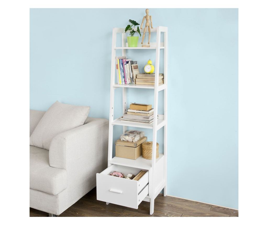 SoBuy Teleskopregal, polica za lestev, bela polica FRG116-K-W - 3