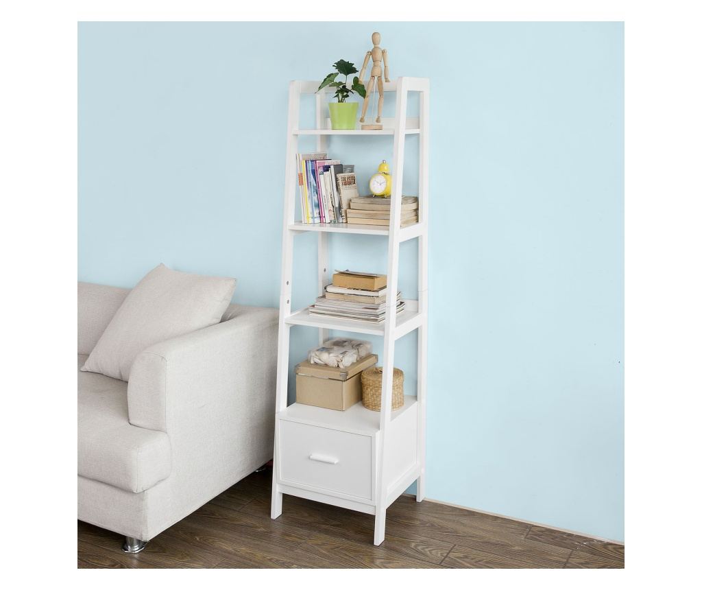 SoBuy Teleskopregal, polica za lestev, bela polica FRG116-K-W - 8