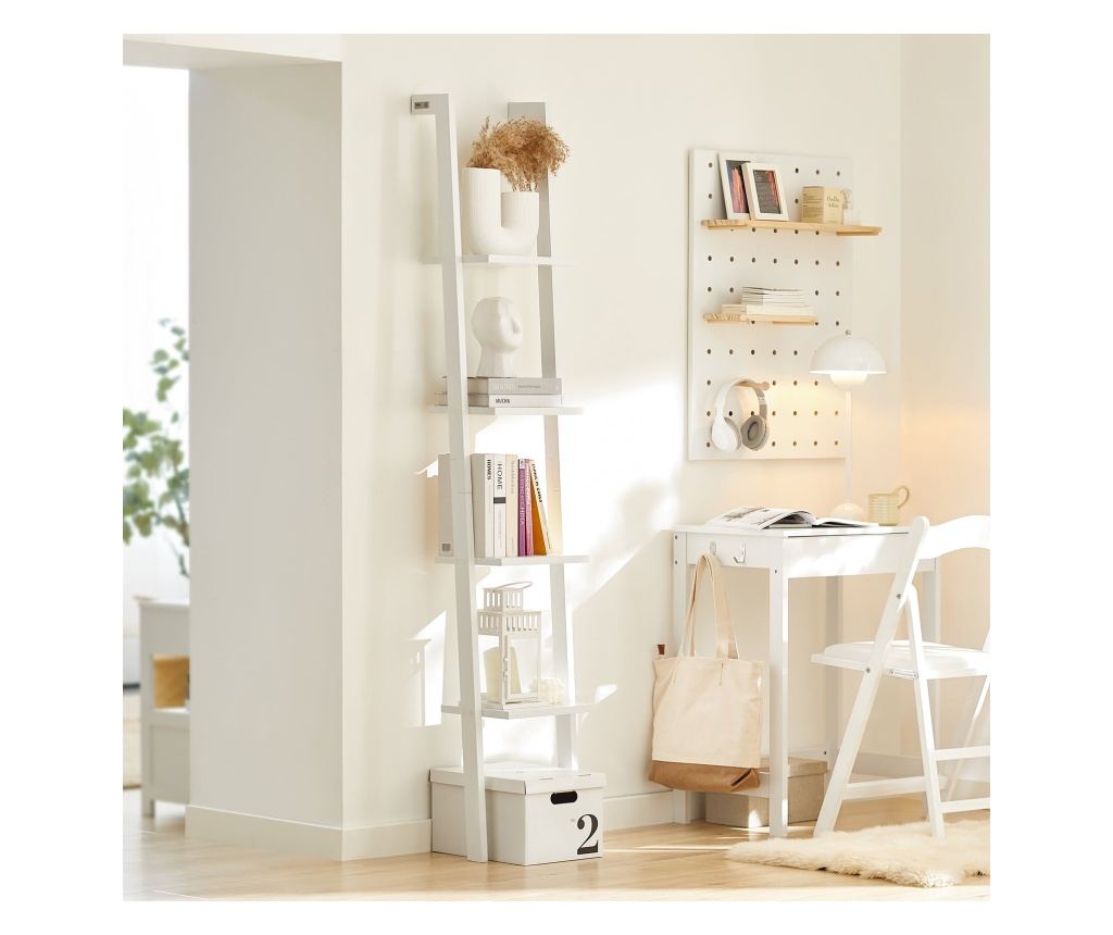 SoBuy Teleskopregal, polica za lestev, bela polica FRG15-W - 3
