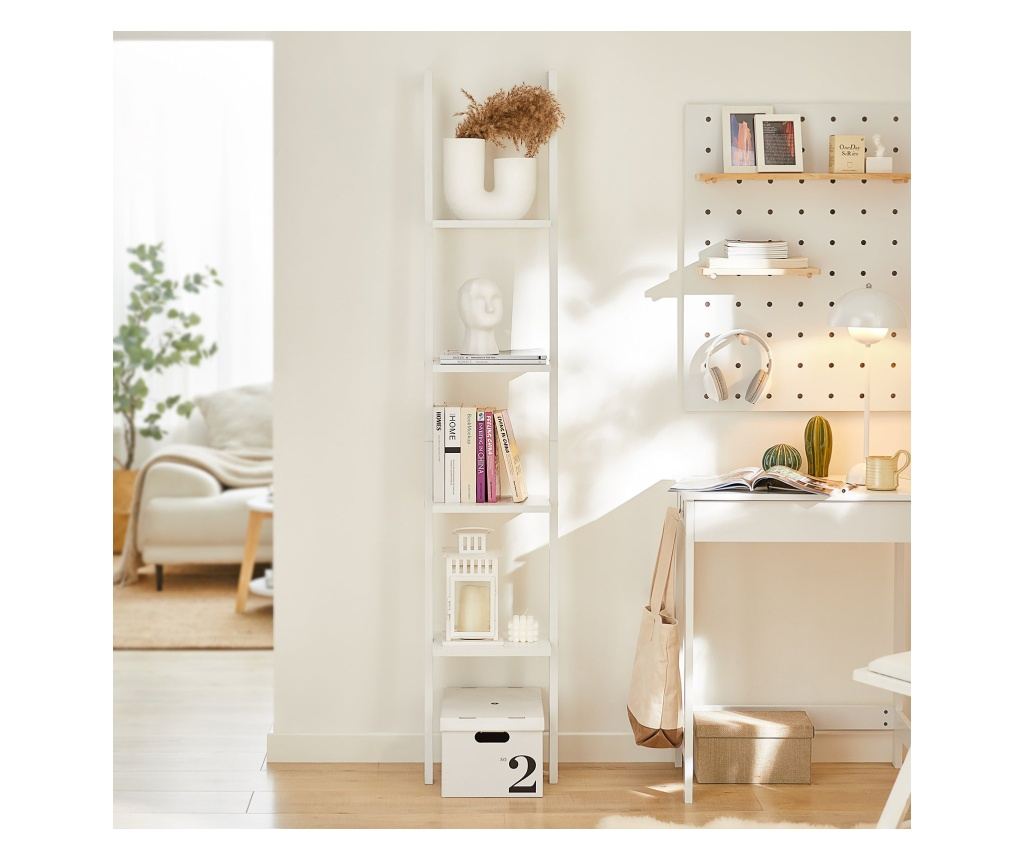 SoBuy Teleskopregal, polica za lestev, bela polica FRG15-W - 4