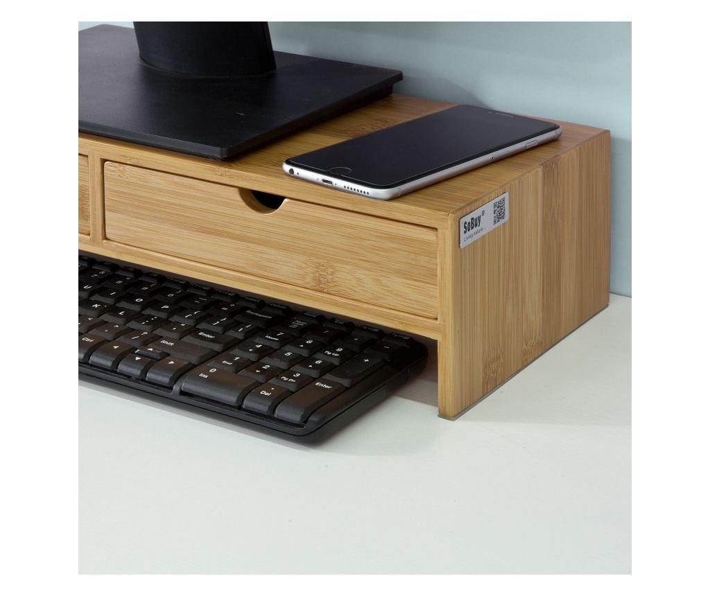 SoBuy monitor állvány fiókkal, support ecran pc, asztali monitor emelő FRG198-N - 5