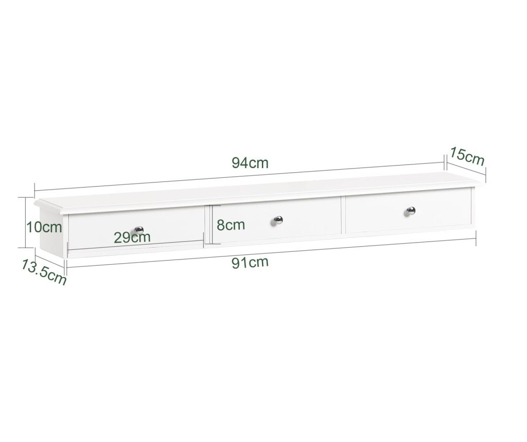 SoBuy stenska polica s predalom, viseči predal, polica s predalom FRG43-L-W - 2