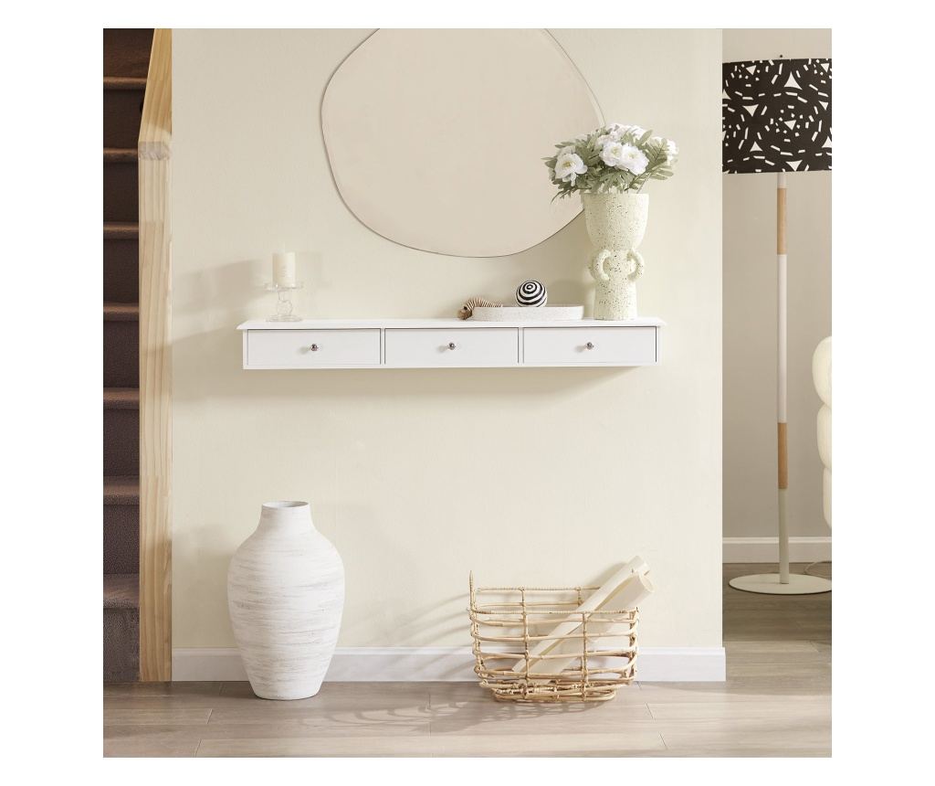 SoBuy stenska polica s predalom, viseči predal, polica s predalom FRG43-L-W - 3