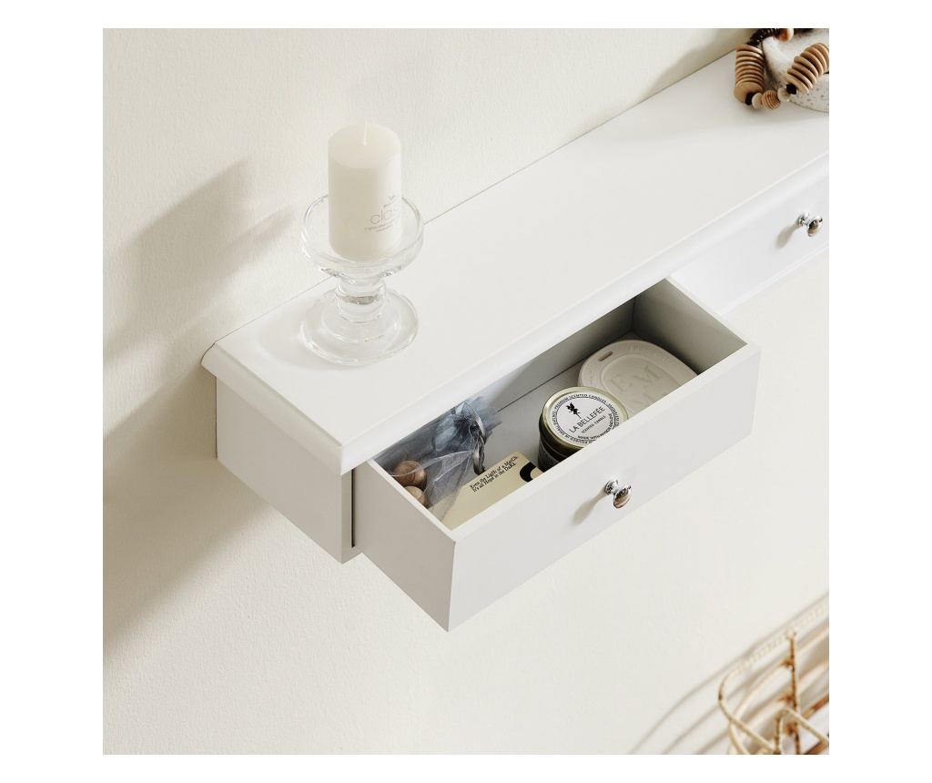 SoBuy stenska polica s predalom, viseči predal, polica s predalom FRG43-L-W - 4