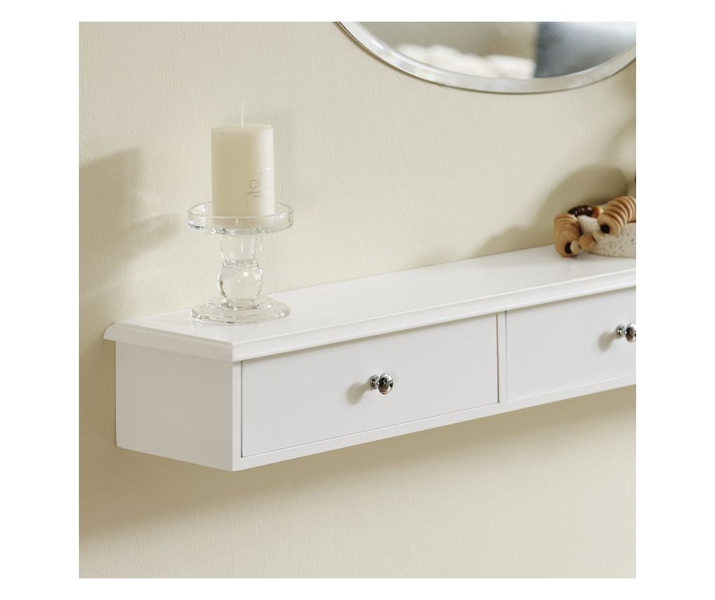 SoBuy stenska polica s predalom, viseči predal, polica s predalom FRG43-L-W - 5