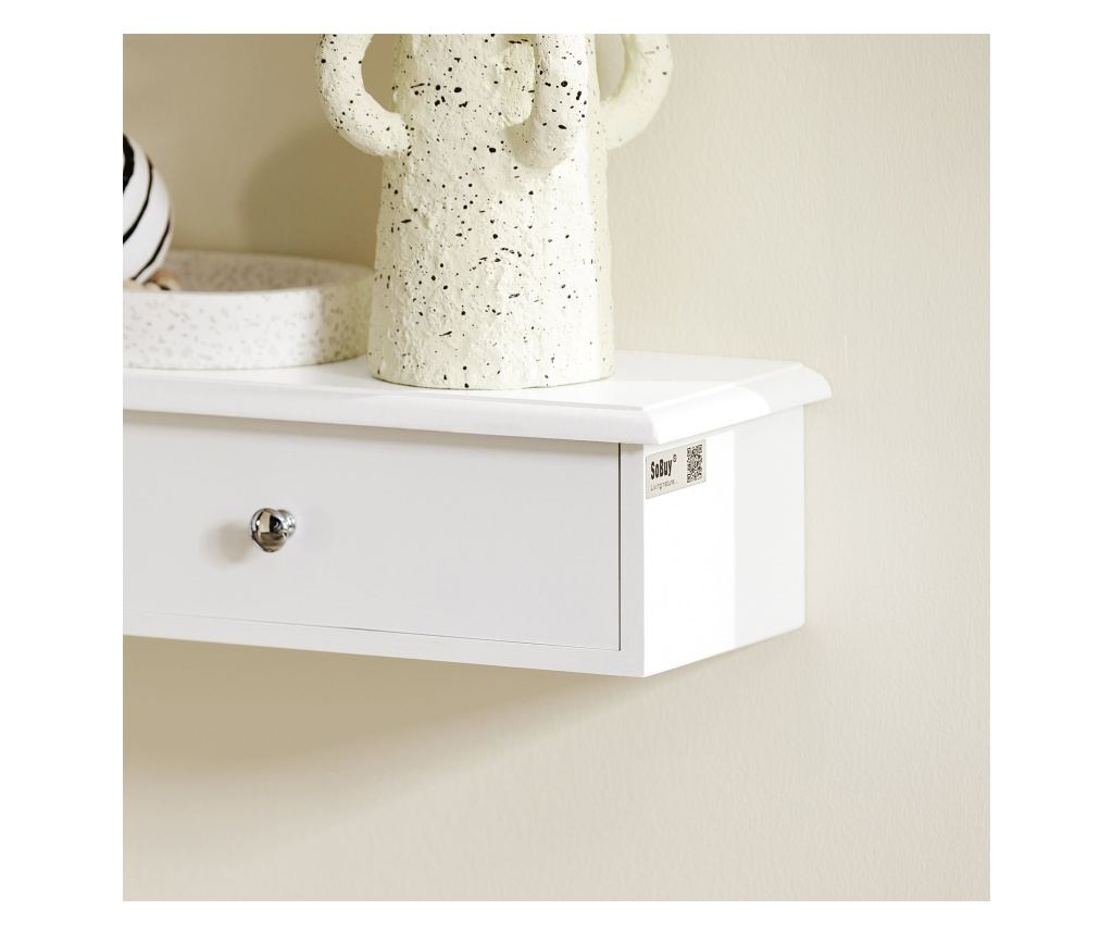 SoBuy stenska polica s predalom, viseči predal, polica s predalom FRG43-L-W - 6