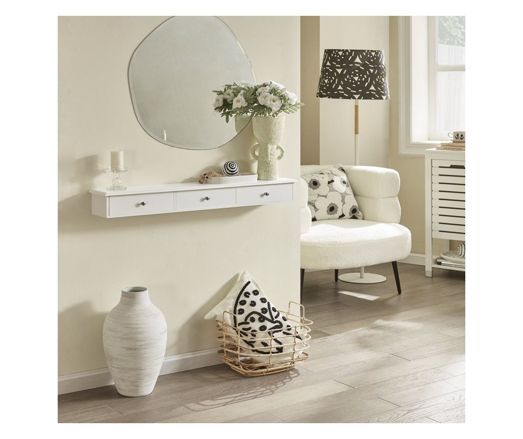 SoBuy stenska polica s predalom, viseči predal, polica s predalom FRG43-L-W - 8