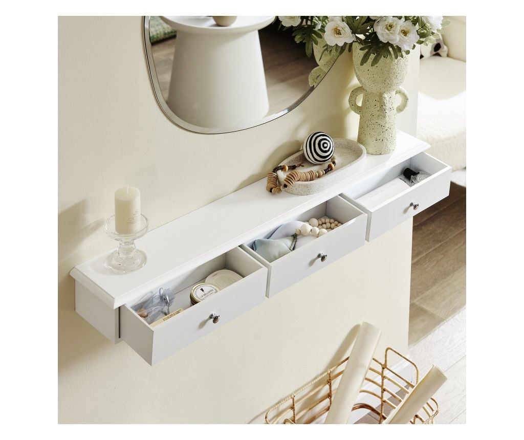 SoBuy stenska polica s predalom, viseči predal, polica s predalom FRG43-L-W - 9