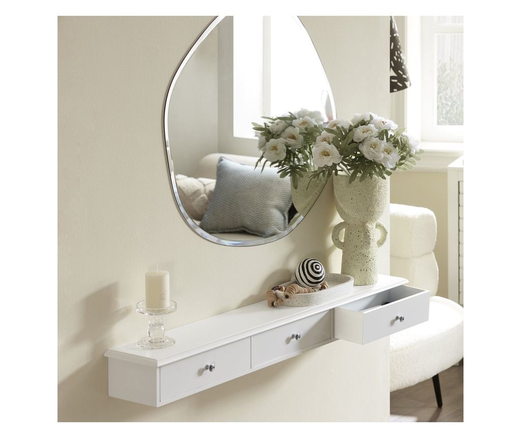 SoBuy stenska polica s predalom, viseči predal, polica s predalom FRG43-L-W - 10