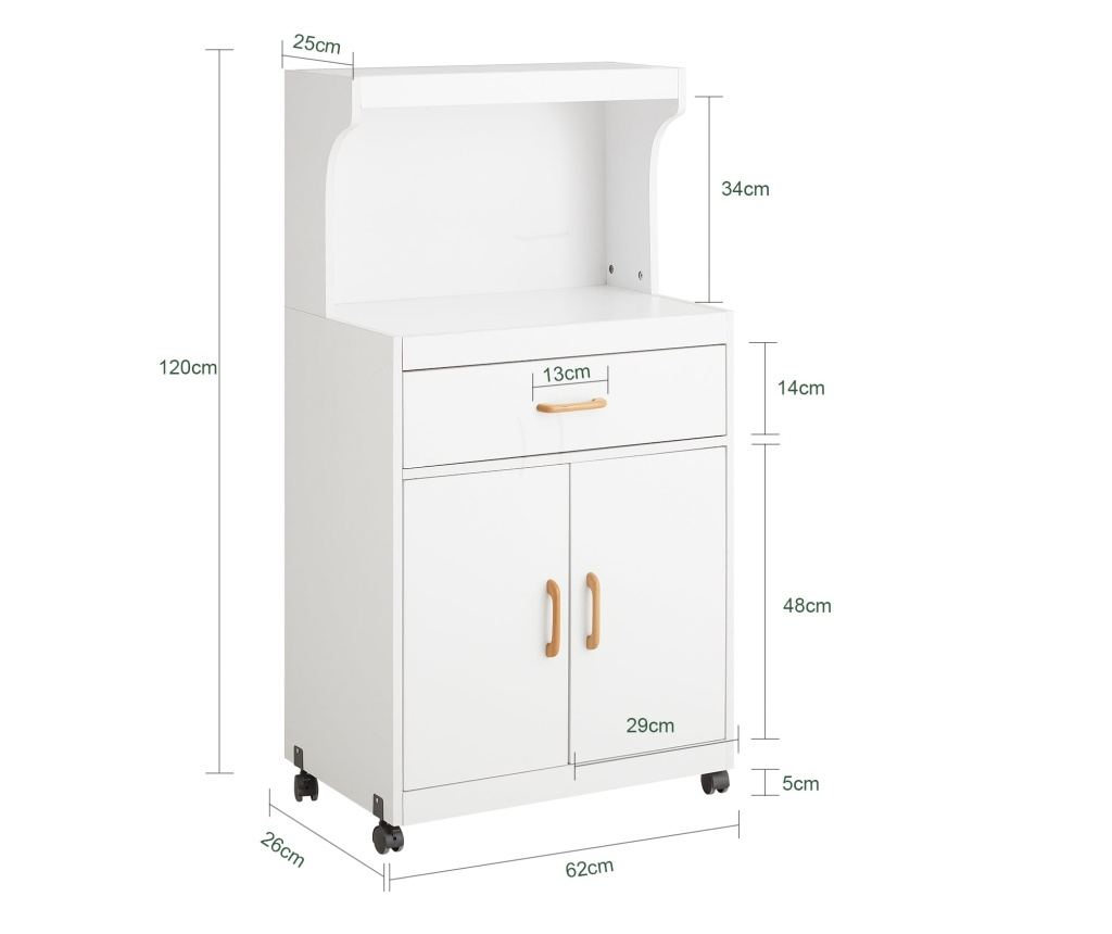 SoBuy bucătărie, carucior de bucătărie, cuptor cu microunde FSB12-W - 2