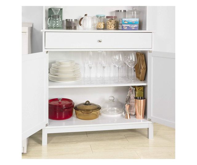 SoBuy FSB26-W Kuchyňská skříňka Kuchyňská police Příborník Boční skříňka Bílá 90x148x40cm