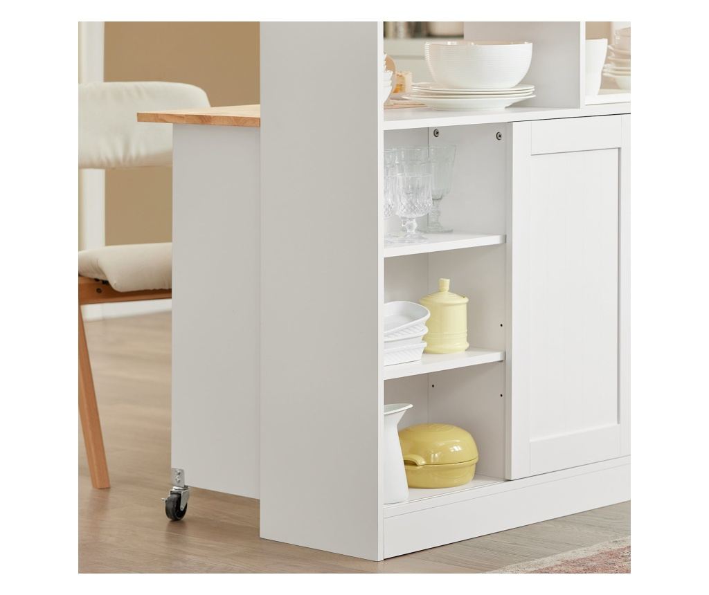 SoBuy βοηθητικά έπιπλα κουζίνασ, υπουργικό συμβούλιο με τροχούς, ραφια για φουρνο μικροκυματων FSB36-WN - 2