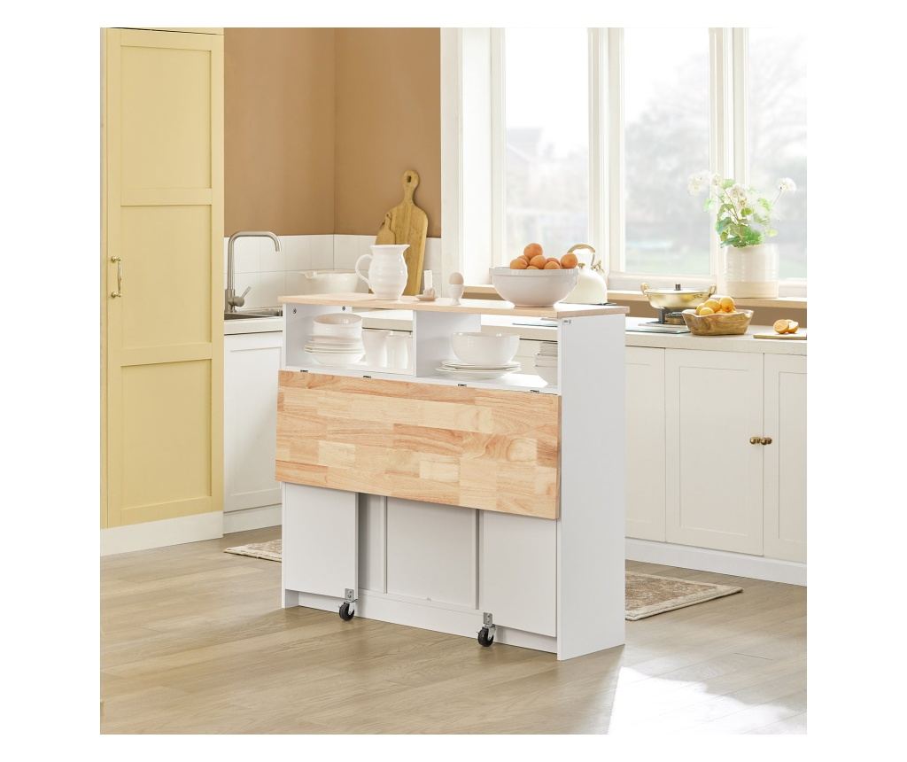 SoBuy βοηθητικά έπιπλα κουζίνασ, υπουργικό συμβούλιο με τροχούς, ραφια για φουρνο μικροκυματων FSB36-WN - 3