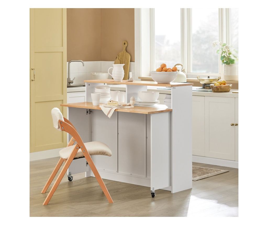 SoBuy βοηθητικά έπιπλα κουζίνασ, υπουργικό συμβούλιο με τροχούς, ραφια για φουρνο μικροκυματων FSB36-WN - 4