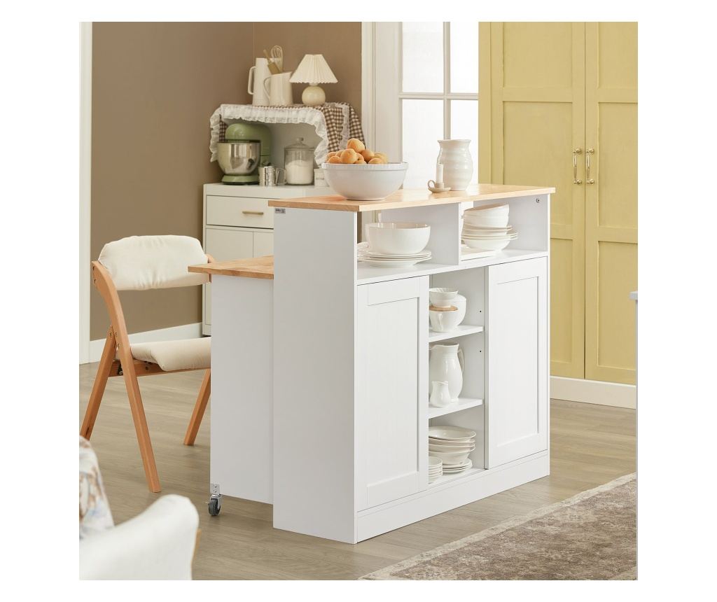 SoBuy βοηθητικά έπιπλα κουζίνασ, υπουργικό συμβούλιο με τροχούς, ραφια για φουρνο μικροκυματων FSB36-WN - 5