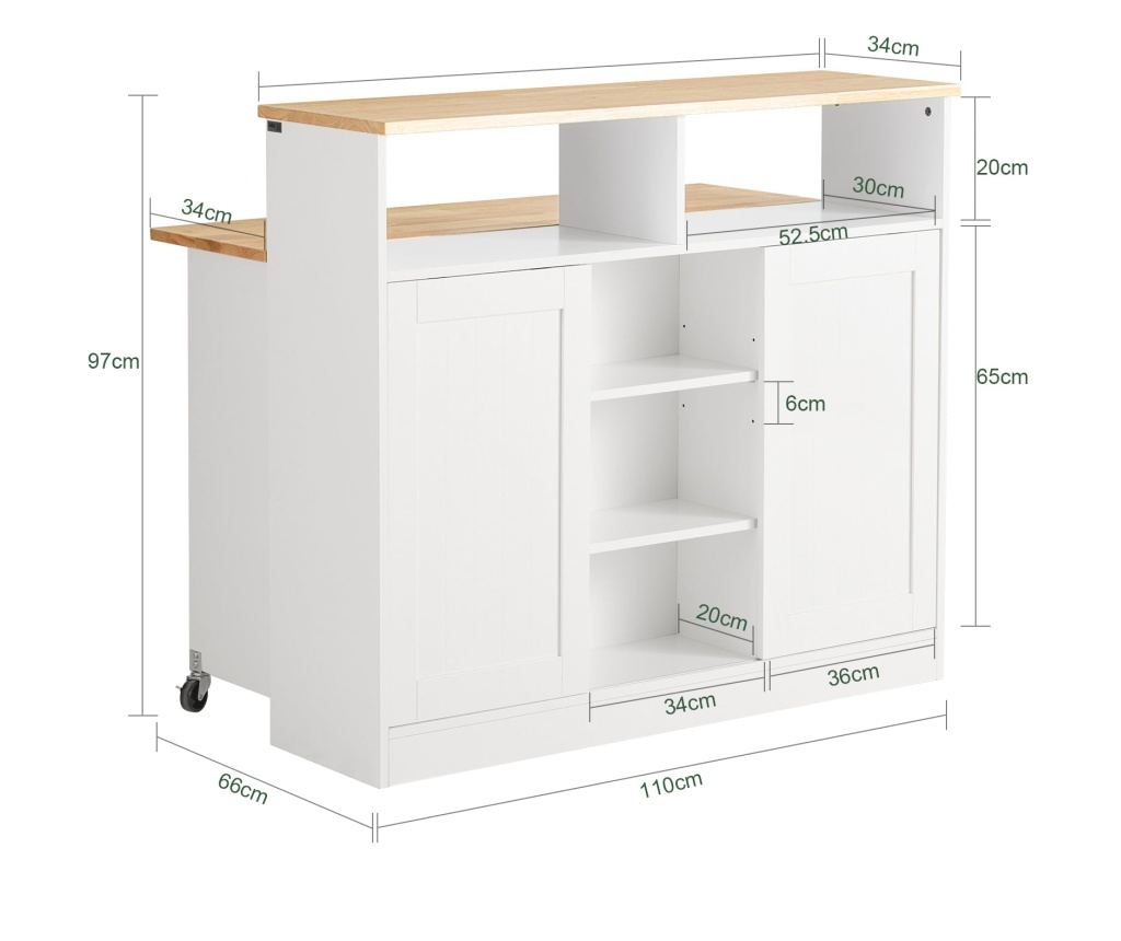 SoBuy βοηθητικά έπιπλα κουζίνασ, υπουργικό συμβούλιο με τροχούς, ραφια για φουρνο μικροκυματων FSB36-WN - 6