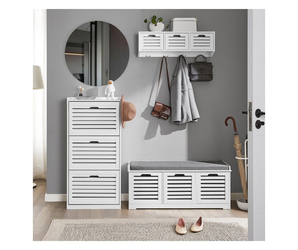 SoBuy dulap îngust pentru pantofi, dulap pentru încălțăminte, dulap pentru pantofi FSR108-W - 3