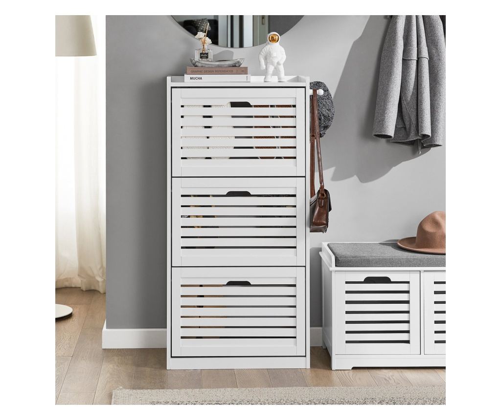 SoBuy dulap îngust pentru pantofi, dulap pentru încălțăminte, dulap pentru pantofi FSR108-W - 7