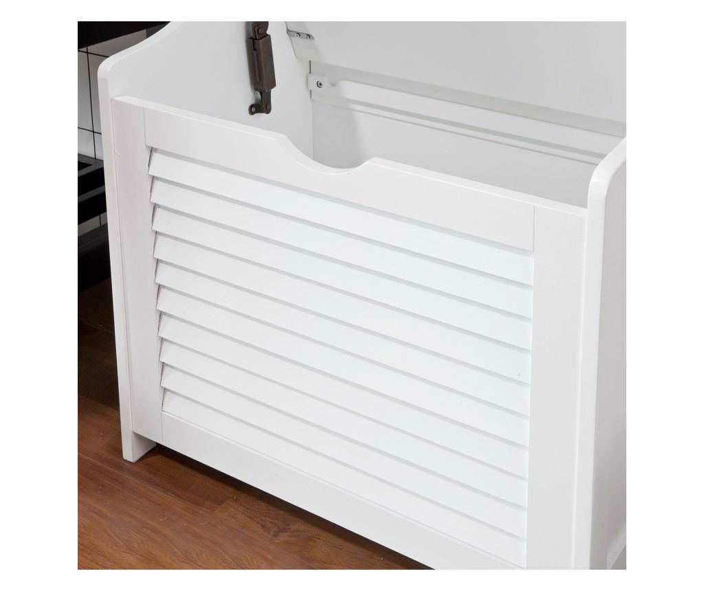 SoBuy FSR40-W Prádelní truhla Lavice na prádlo Koš na prádlo Bílá 50x53x35cm - 8