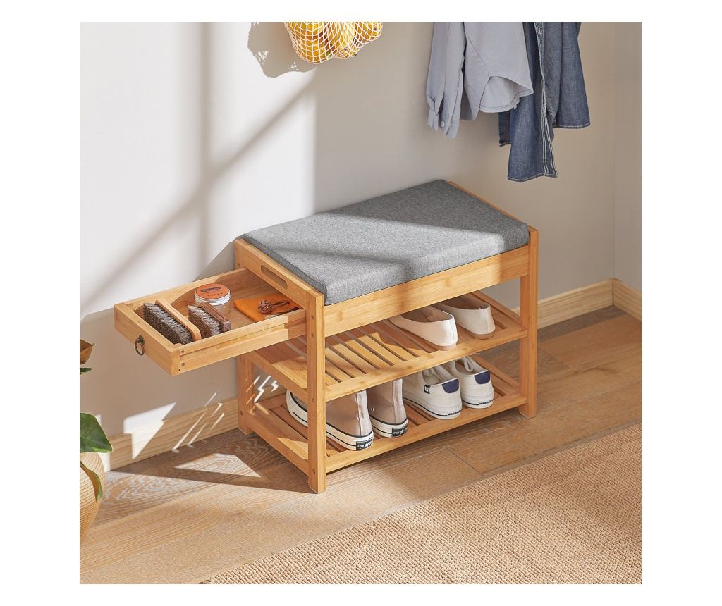 SoBuy Bänk med skoförvaring och 1 lådor Skobänk med dyna FSR49-N - 3
