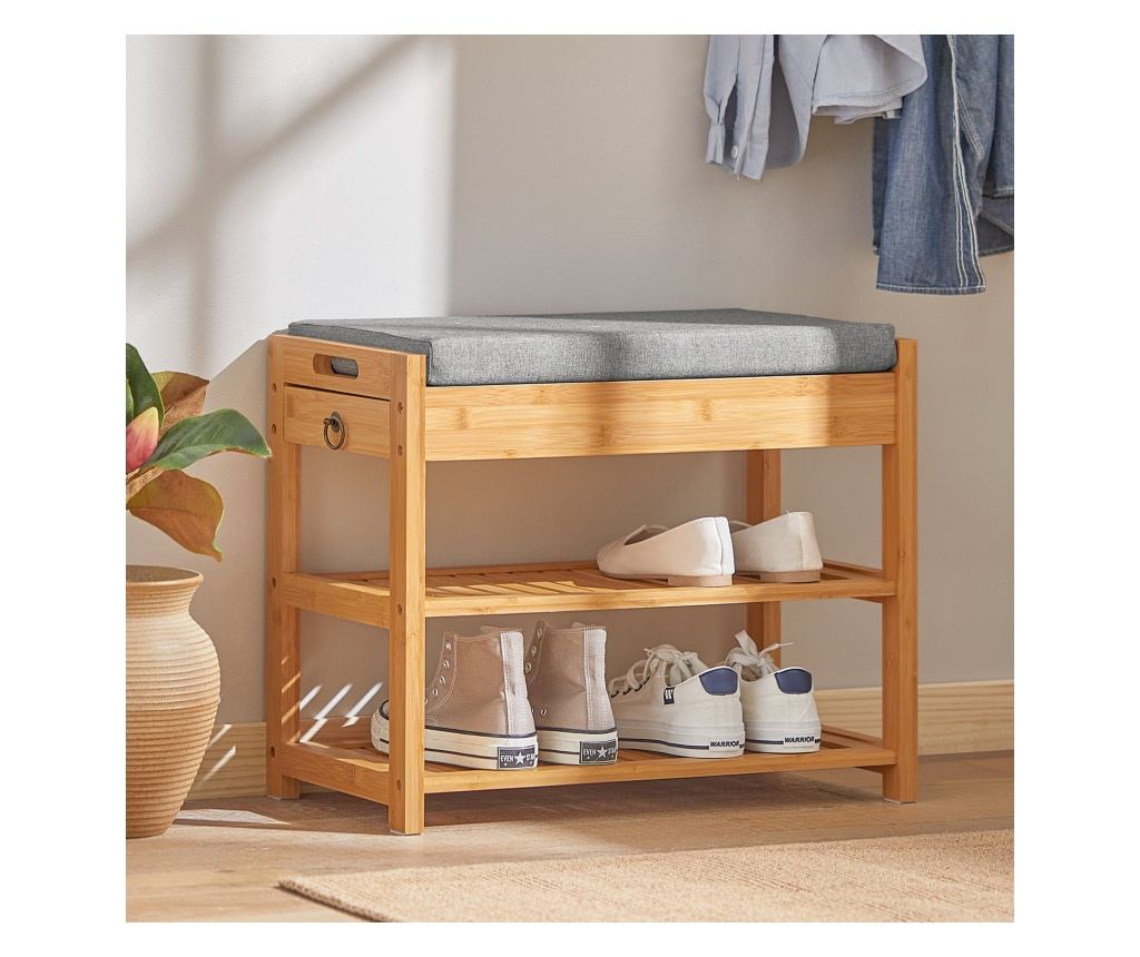 SoBuy Bänk med skoförvaring och 1 lådor Skobänk med dyna FSR49-N - 4
