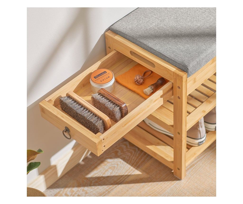 SoBuy Bänk med skoförvaring och 1 lådor Skobänk med dyna FSR49-N - 5