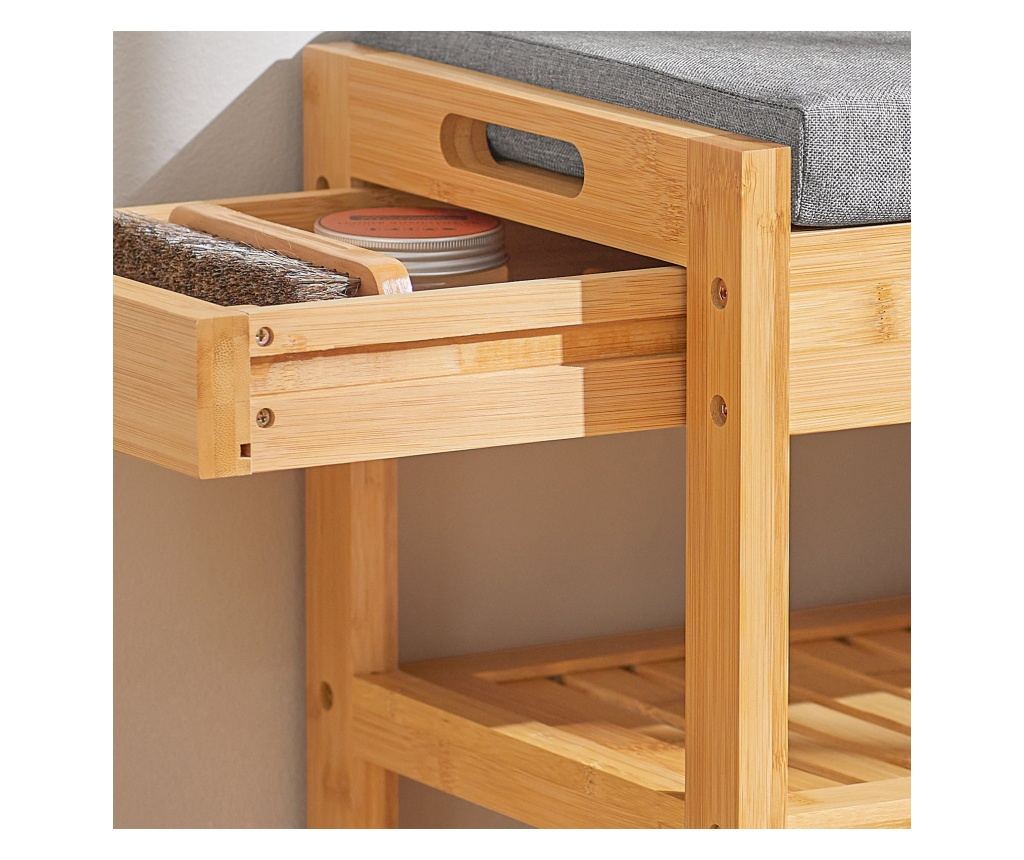 SoBuy Bänk med skoförvaring och 1 lådor Skobänk med dyna FSR49-N - 7