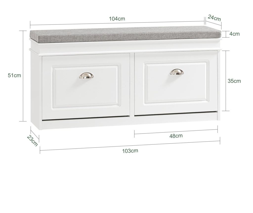 FSR64-W Lavice se sedákem Lavice na boty Bílá 104x52x24cm - 2