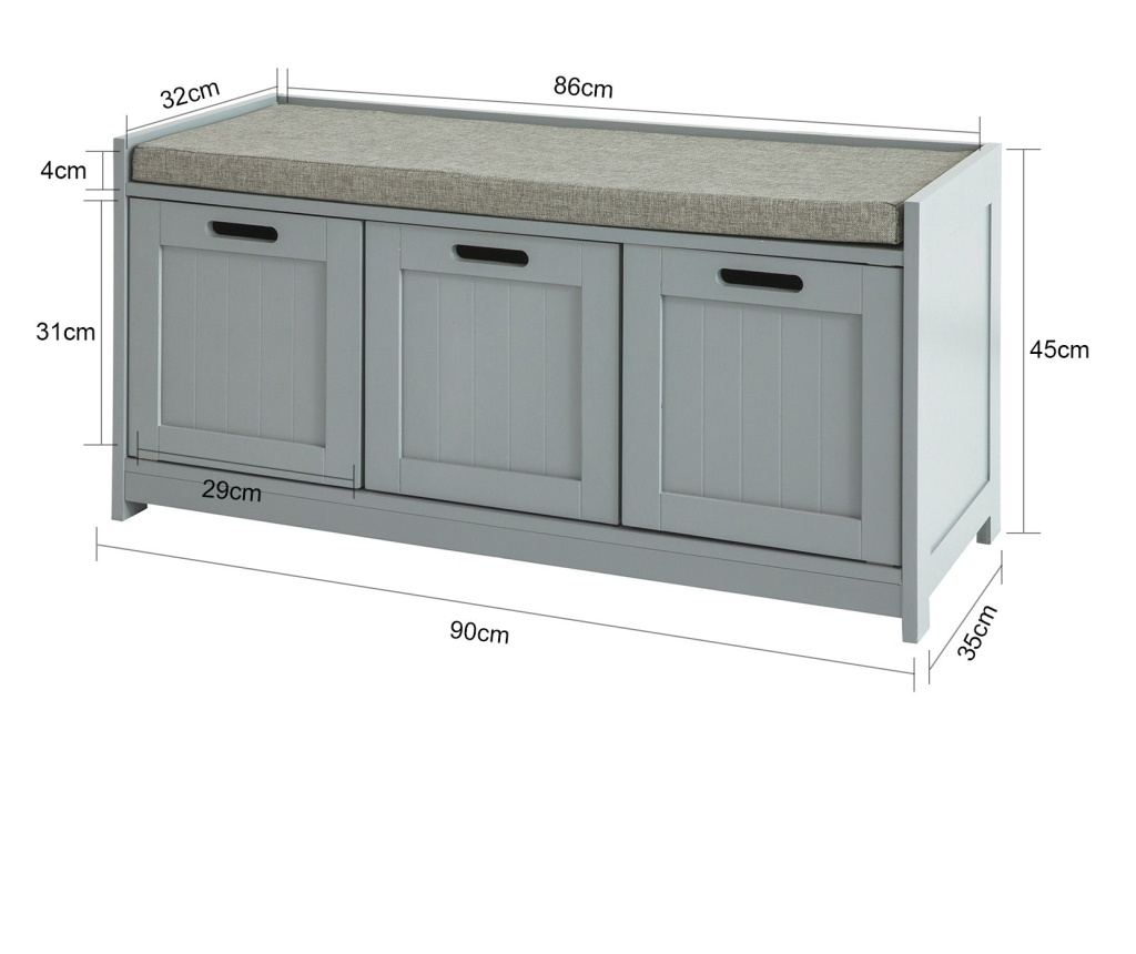 SoBuy Banc de depozitare, bancă, bancă pentru încălțăminte FSR80-SG - 2