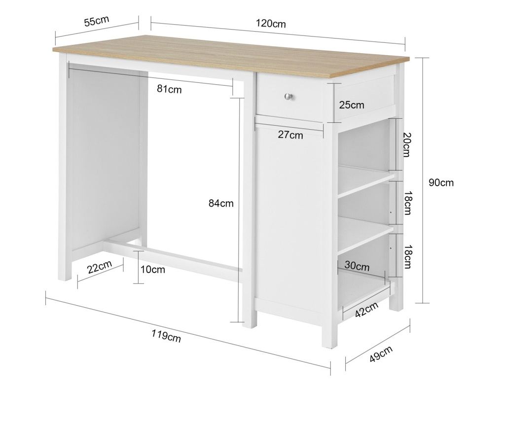 SoBuy bankovni račun, bar stol, kuhinja stol FWT64-WN - 2