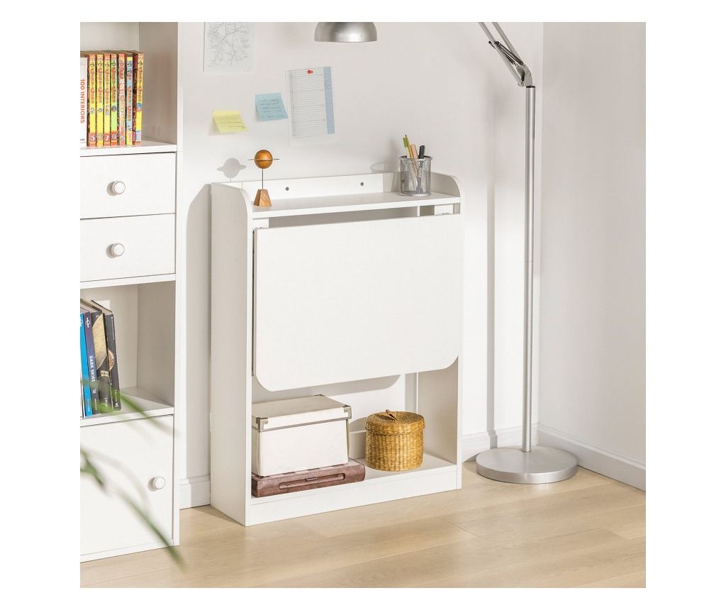 SoBuy πτυσσόμενο τραπέζι, γραφειο υπολογιστη, γραφειο με συρταρια FWT92-W - 3