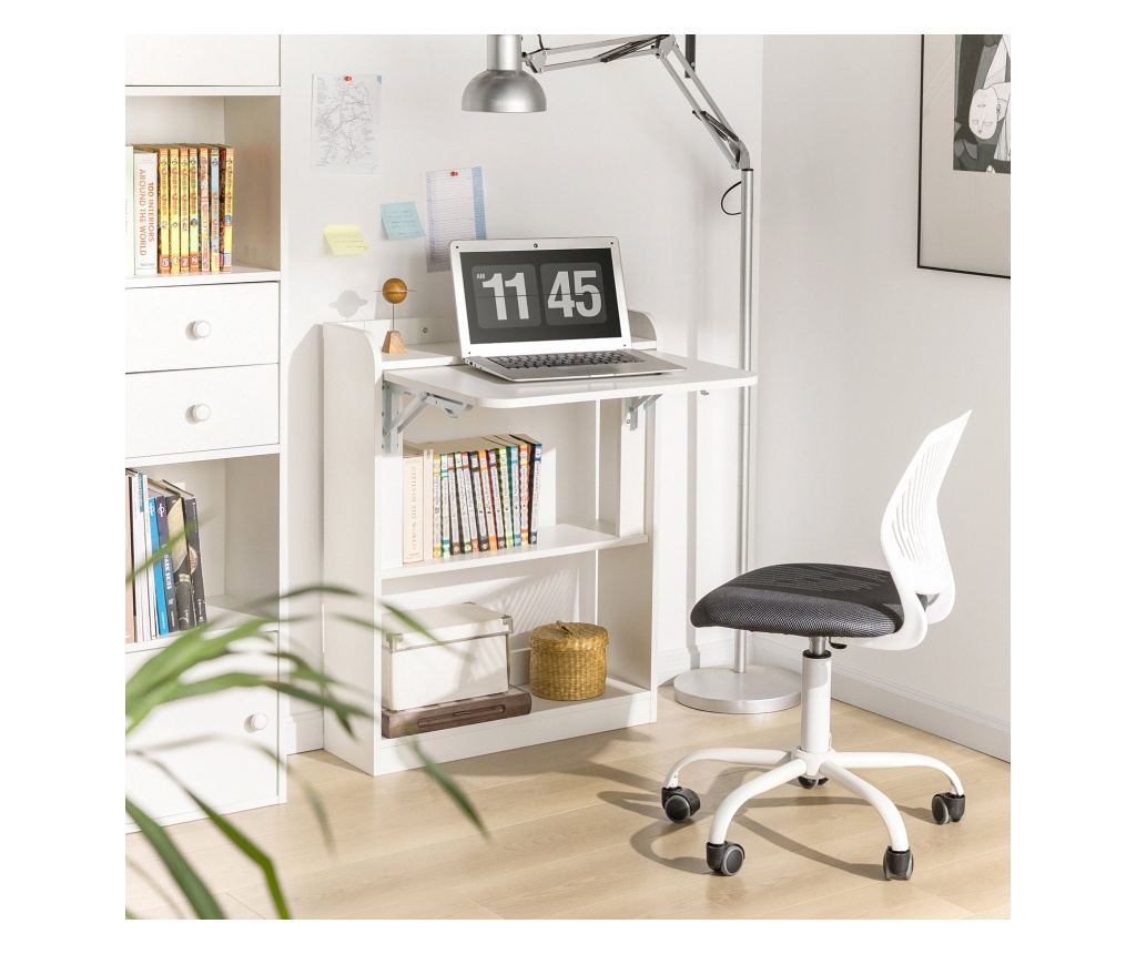 SoBuy πτυσσόμενο τραπέζι, γραφειο υπολογιστη, γραφειο με συρταρια FWT92-W - 7