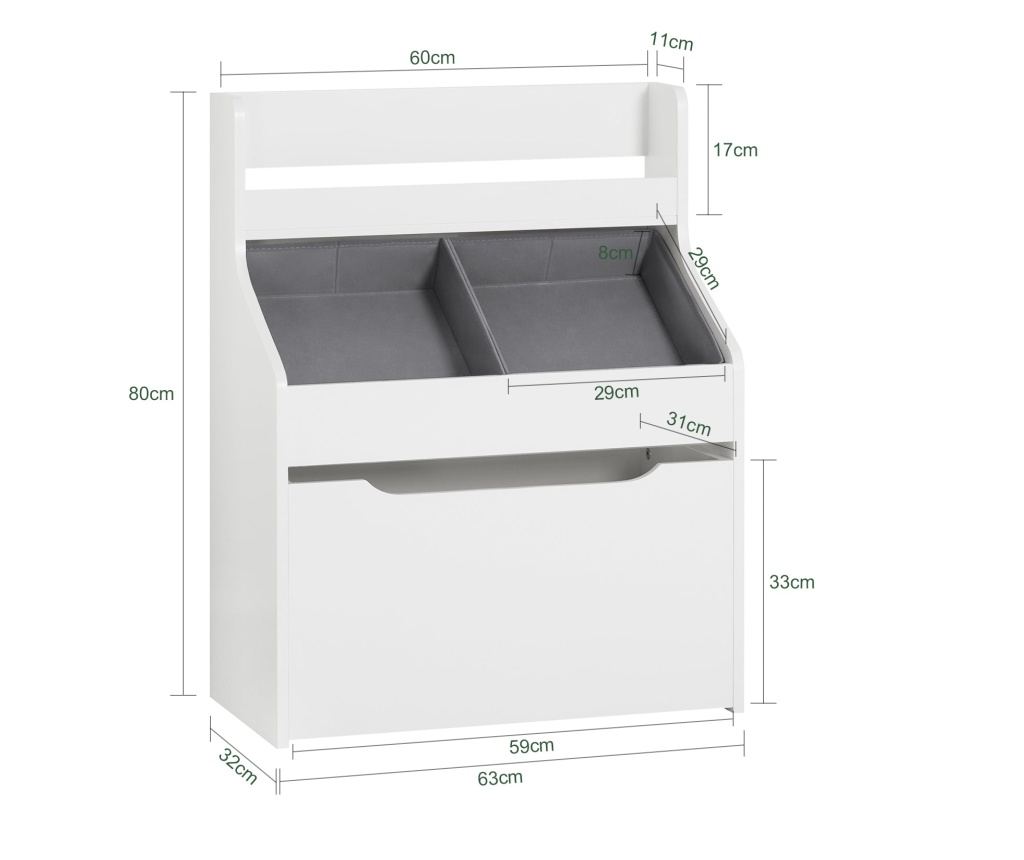 SoBuy KMB71-W Knihovna pro děti Dětská police Úložná police Police na hračky Nábytek do dětského pokoje Bílá 63x80x32cm - 2